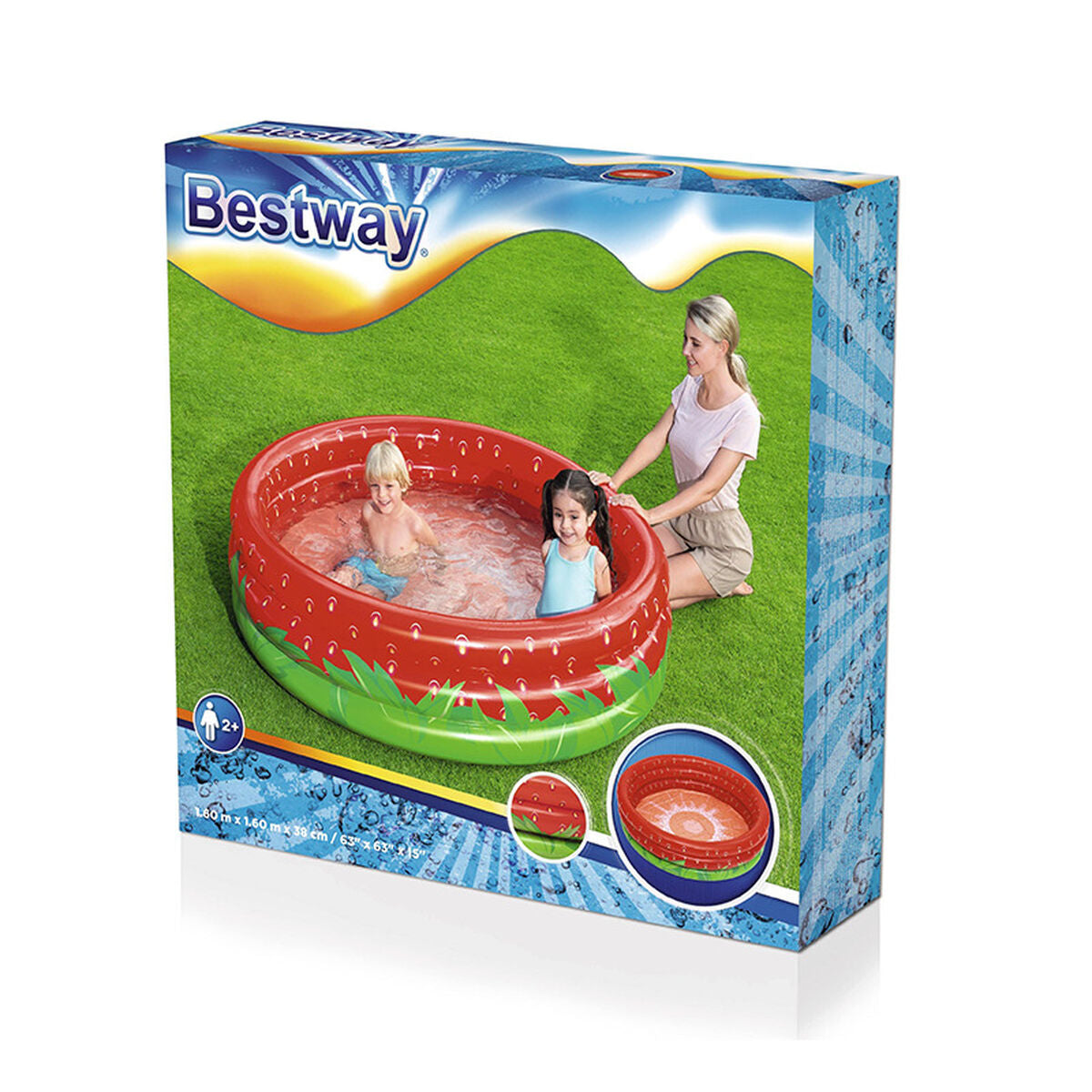 Bestway Uppblåsbar barnpool 3 ringar Jordgubb 168x38 cm +2 År Trädgård 51145 finns hos Aktivcamping