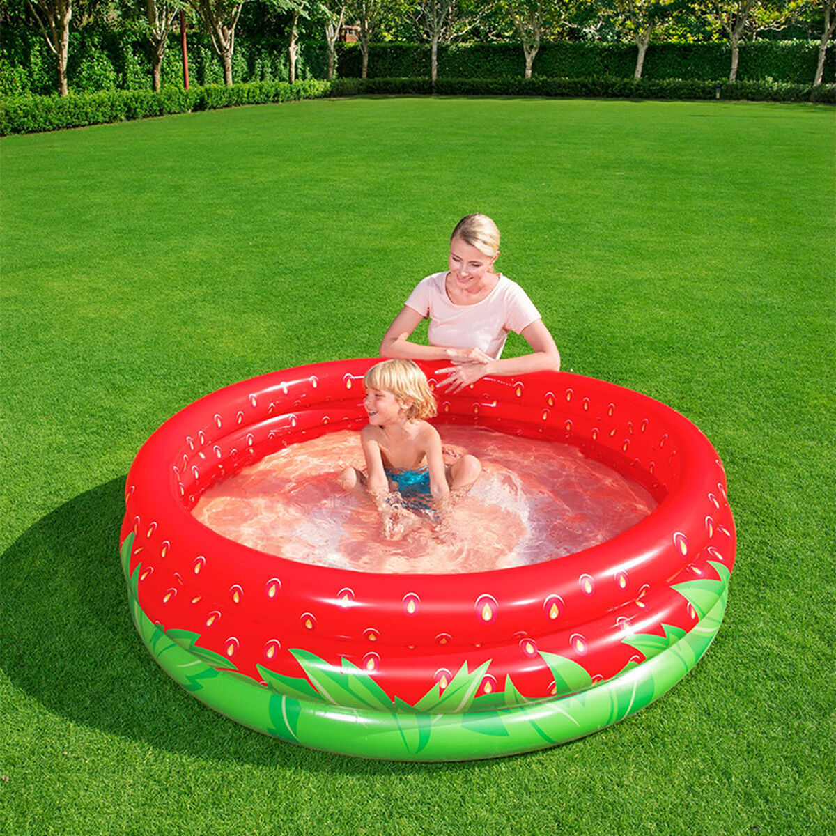 Bestway Uppblåsbar barnpool 3 ringar Jordgubb 168x38 cm +2 År Trädgård 51145 finns hos Aktivcamping