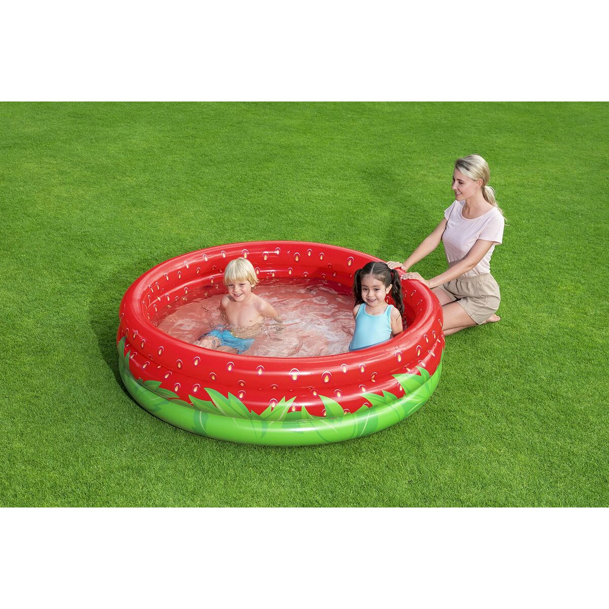Bestway Uppblåsbar barnpool 3 ringar Jordgubb 168x38 cm +2 År Trädgård 51145 finns hos Aktivcamping