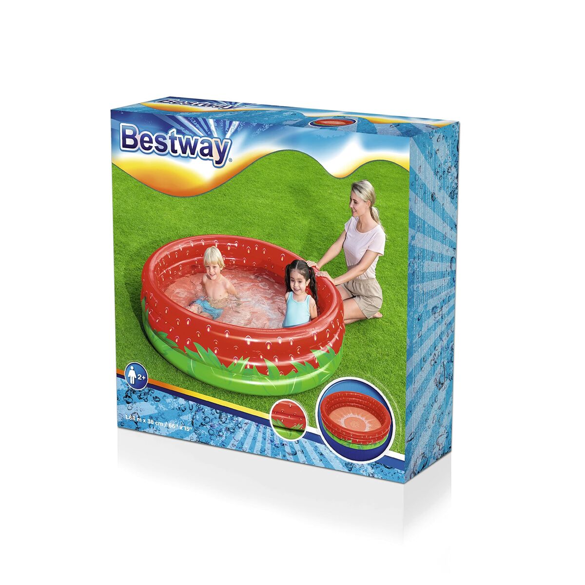Bestway Uppblåsbar barnpool 3 ringar Jordgubb 168x38 cm +2 År Trädgård 51145 finns hos Aktivcamping