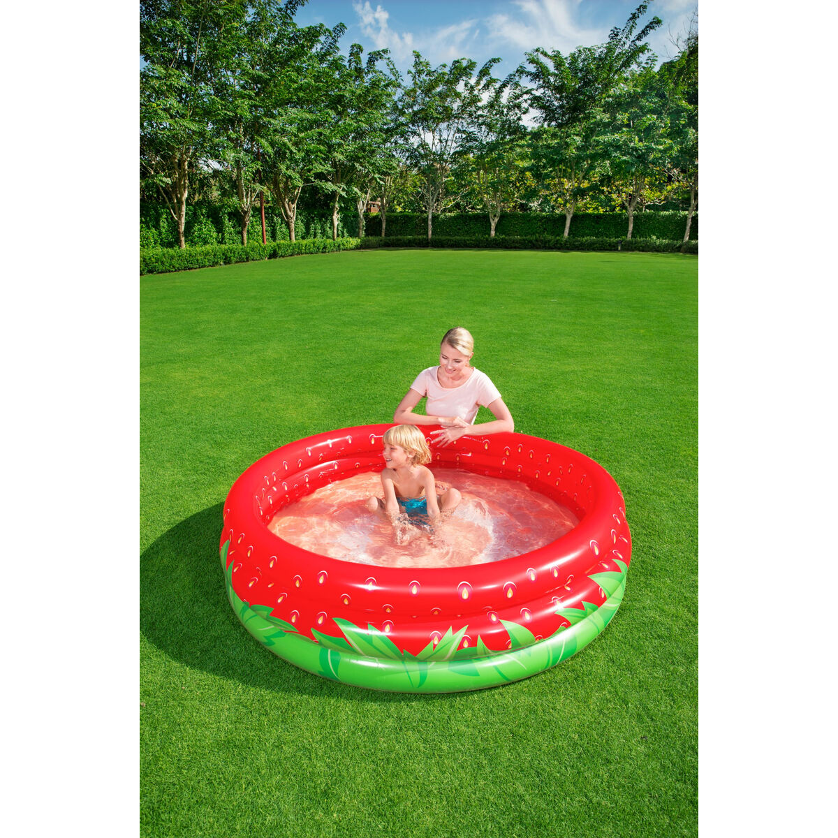 Bestway Uppblåsbar barnpool 3 ringar Jordgubb 168x38 cm +2 År Trädgård 51145 finns hos Aktivcamping