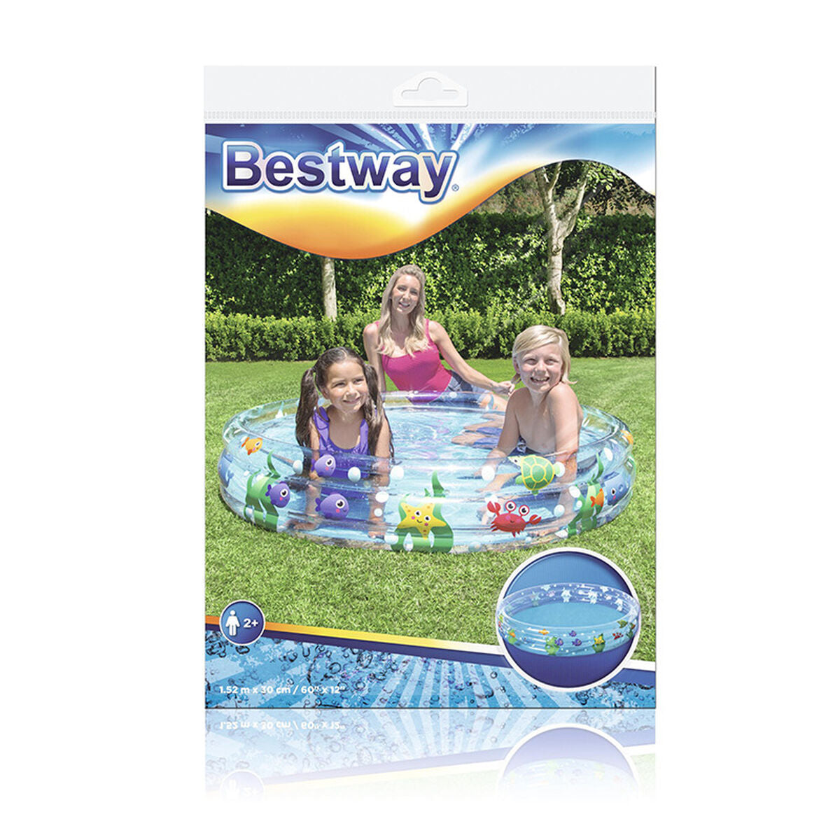 Bestway Uppblåsbar barnpool 3 ringar Transparent marinlivet 152x30 cm +2 år Trädgård 51004 finns hos Aktivcamping