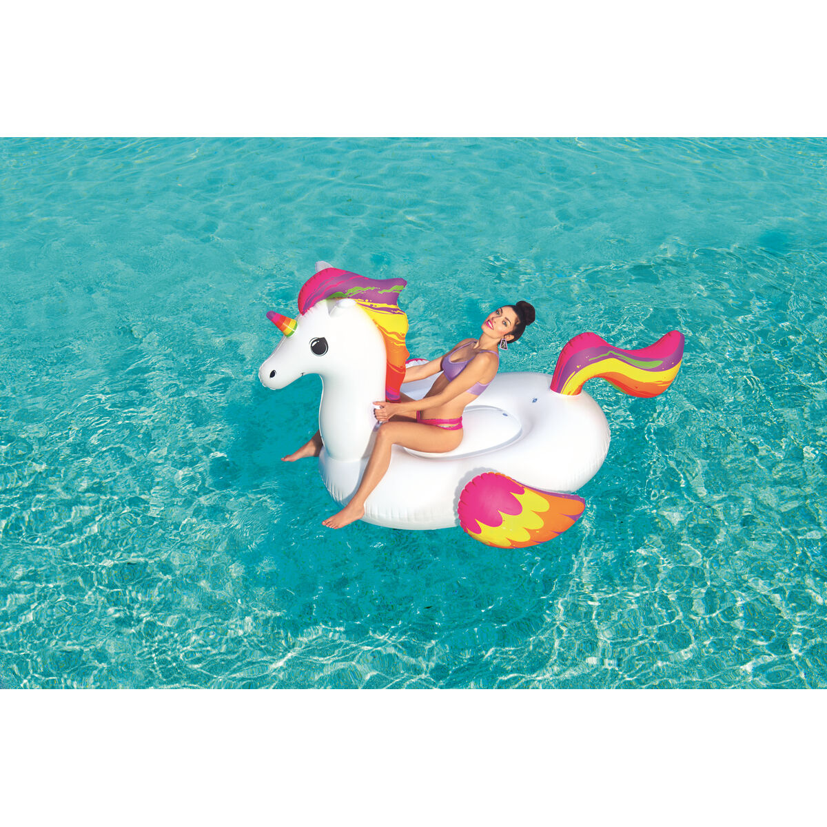 Bestway Uppblåsbar enhörningsfigur med handtag 224x164 cm Strand och Pool 41113 finns hos Aktivcamping