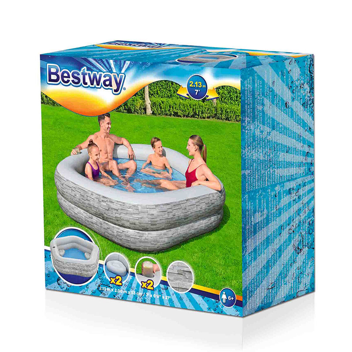 Bestway Uppblåsbar familjepool 213x206x53 cm +6 År Trädgård 54423 - finns hos Aktivcamping