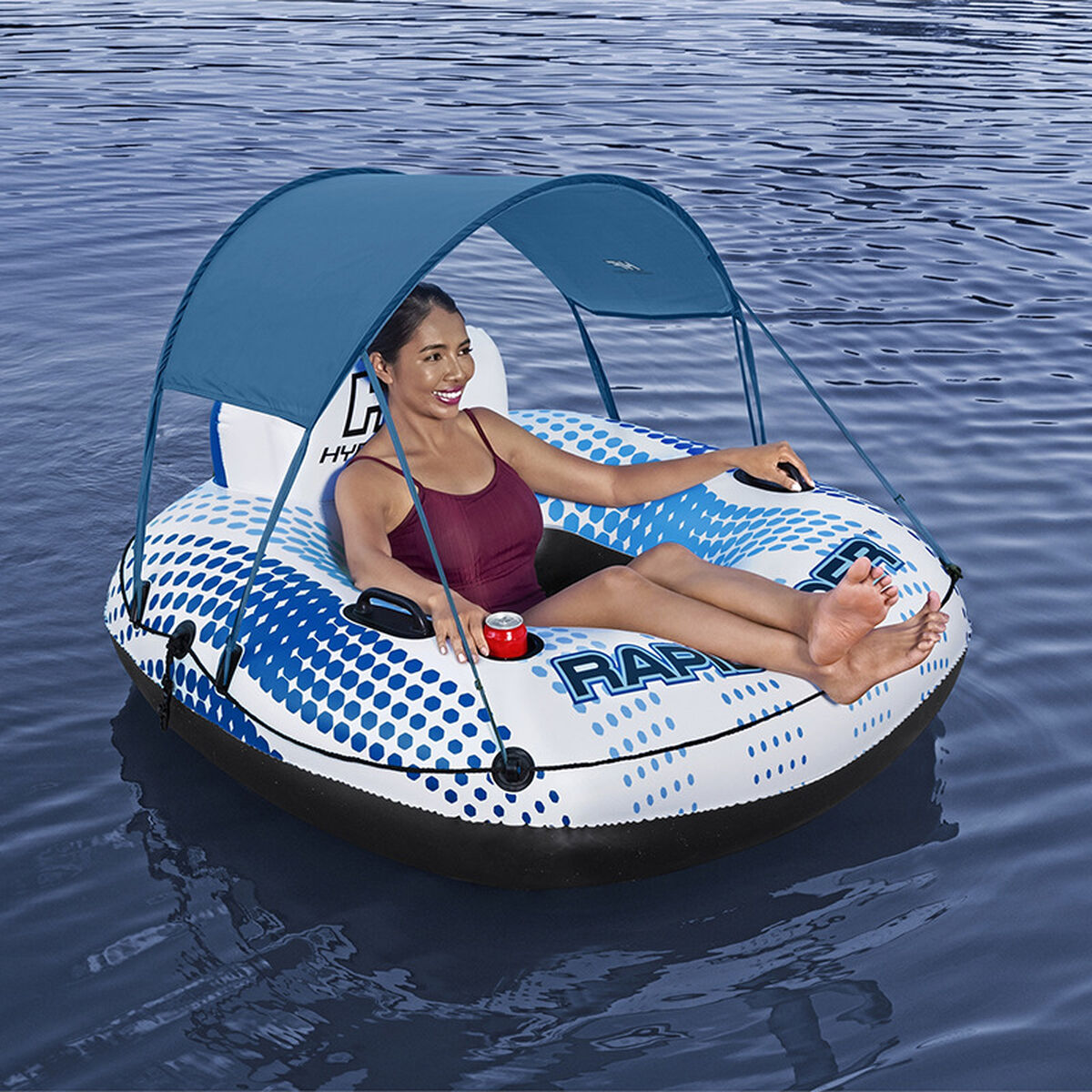 Bestway Uppblåsbara Ring med Handtag Rapid Rider med Parasoll D137 cm Strand och Pool 43725 - finns hos Aktivcamping