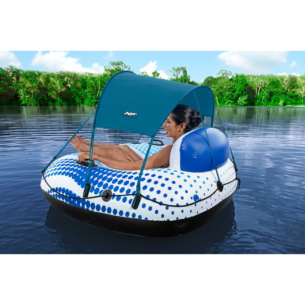 Bestway Uppblåsbara Ring med Handtag Rapid Rider med Parasoll D137 cm Strand och Pool 43725 - finns hos Aktivcamping
