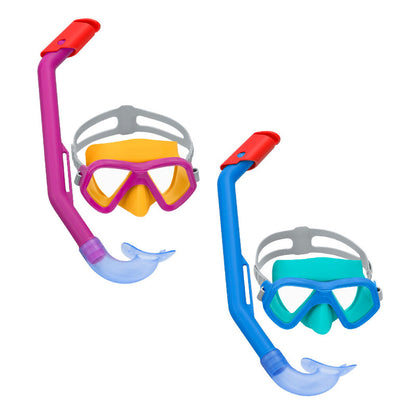 Bestway Uppsättning Mask och Rör Barn Anatomiskt Band Blandad Färg +3 År Strand och Pool 24018 finns hos Aktivcamping