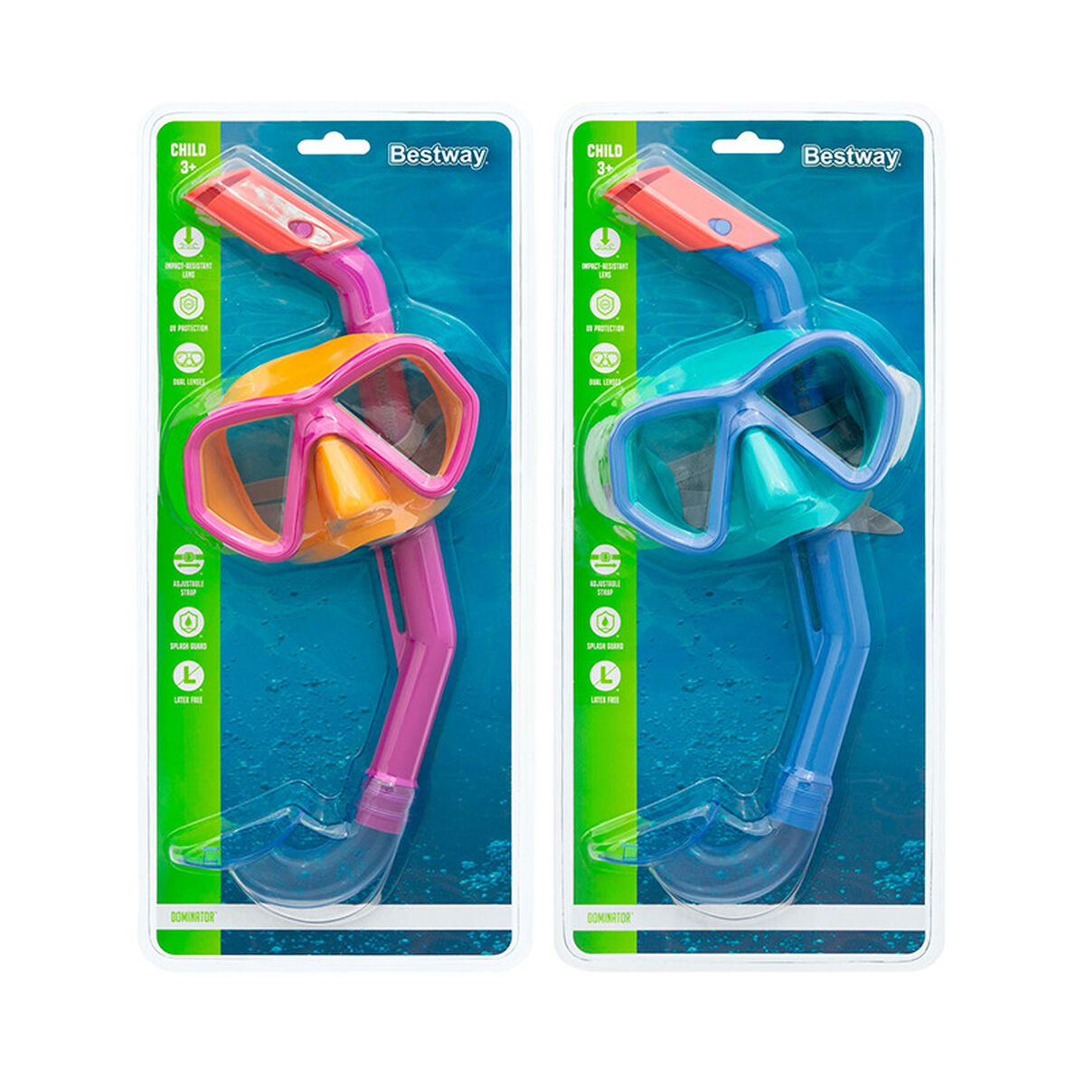 Bestway Uppsättning Mask och Rör Barn Anatomiskt Band Blandad Färg +3 År Strand och Pool 24018 finns hos Aktivcamping