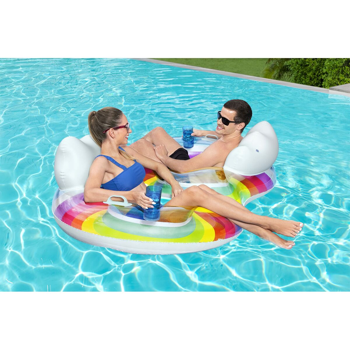 Bestway uppblåsbart hjul med handtag och ryggstöd 186x116 cm Strand och pool 43648 finns hos Aktivcamping
