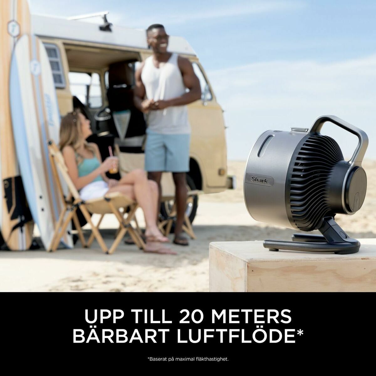 Bordsfläkt Shark Grå - Batteridrift och Elnät finns hos Aktivcamping