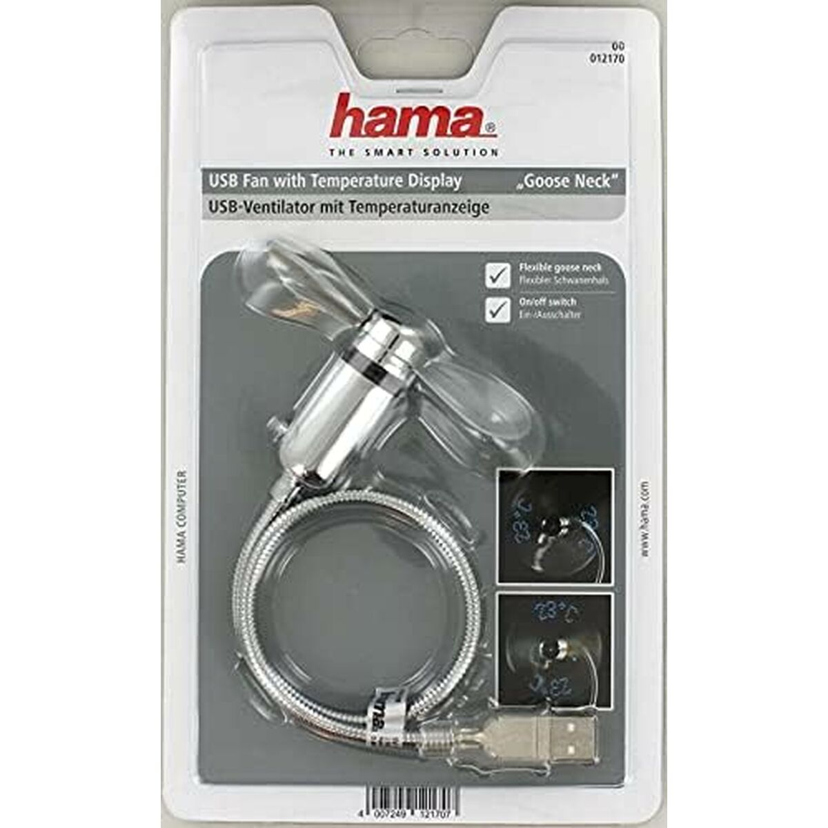 Bordsfläkt USB Hama 00012170 Silvrig - finns hos Aktivcamping