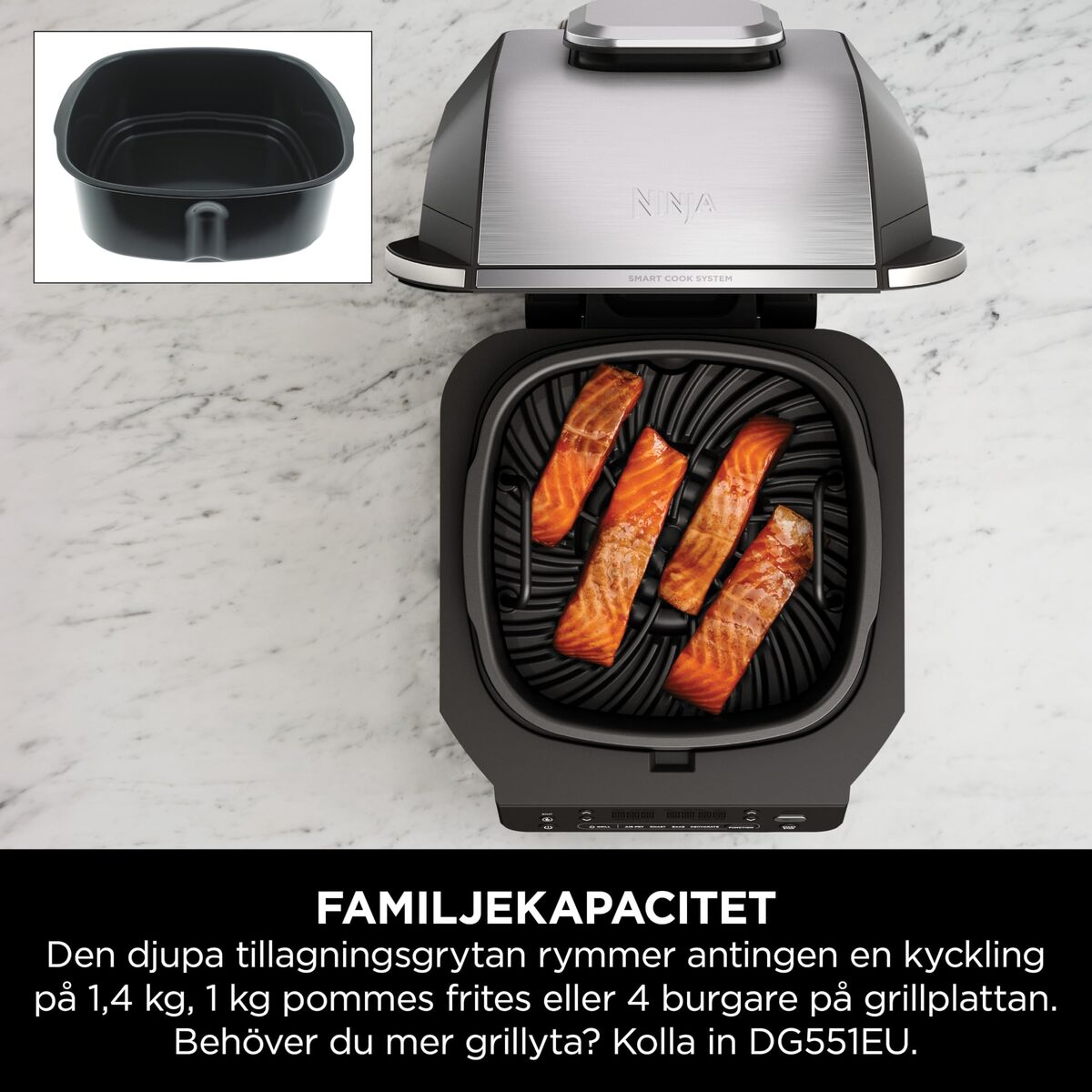 Bordsgrill NINJA AG351EU 5EN1 Metall Rostfritt stål finns hos Aktivcamping