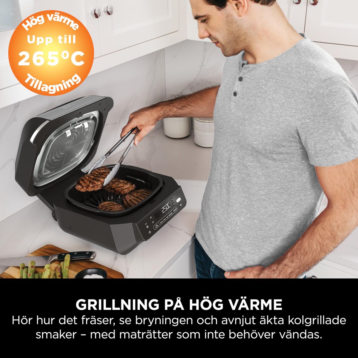 Bordsgrill NINJA AG351EU 5EN1 Metall Rostfritt stål finns hos Aktivcamping
