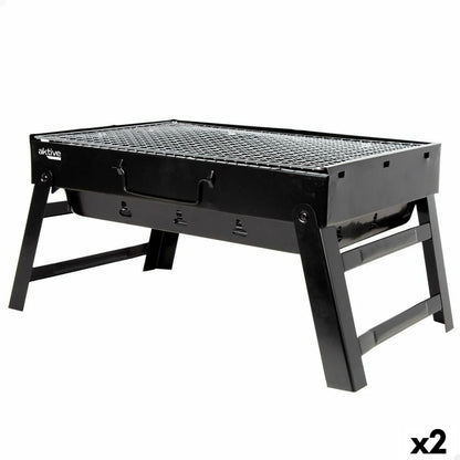 Bärbar Grill Aktive Rektangulär Svart 50 x 23 x 30 cm (2 antal) - finns hos Aktivcamping