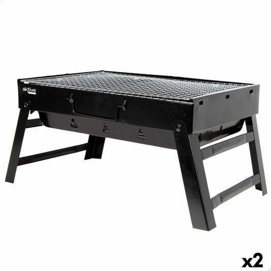 Bärbar Grill Aktive Rektangulär Svart 50 x 23 x 30 cm (2 antal) finns hos Aktivcamping