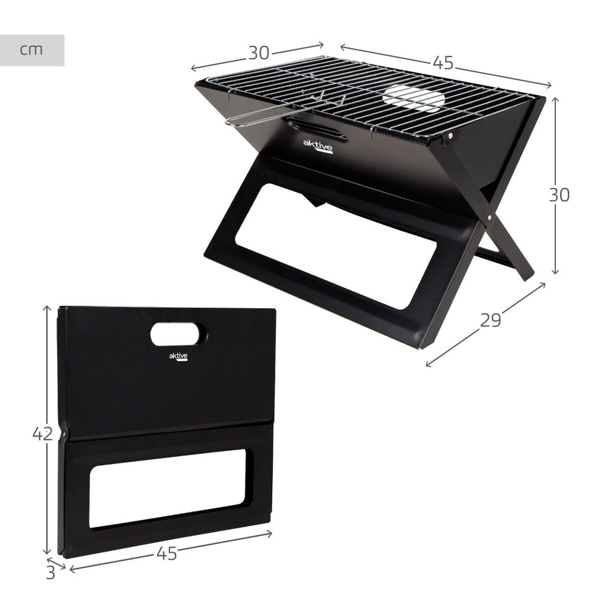 Bärbar Grill Aktive Svart Stål Järn 45 x 30 x 29 cm finns hos Aktivcamping