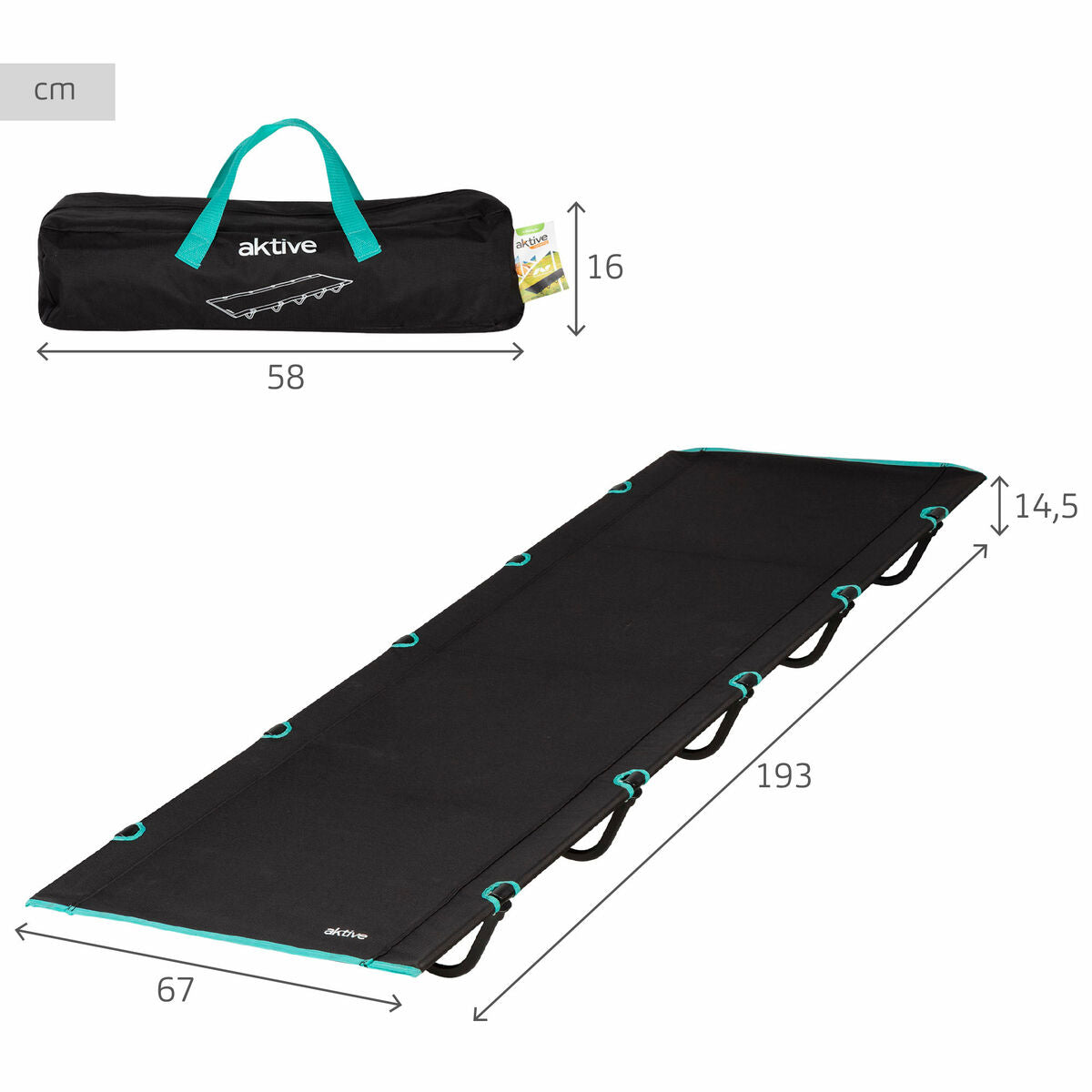 Camping säng Aktive 193 X 14,5 X 67 CM (2 antal) finns hos Aktivcamping