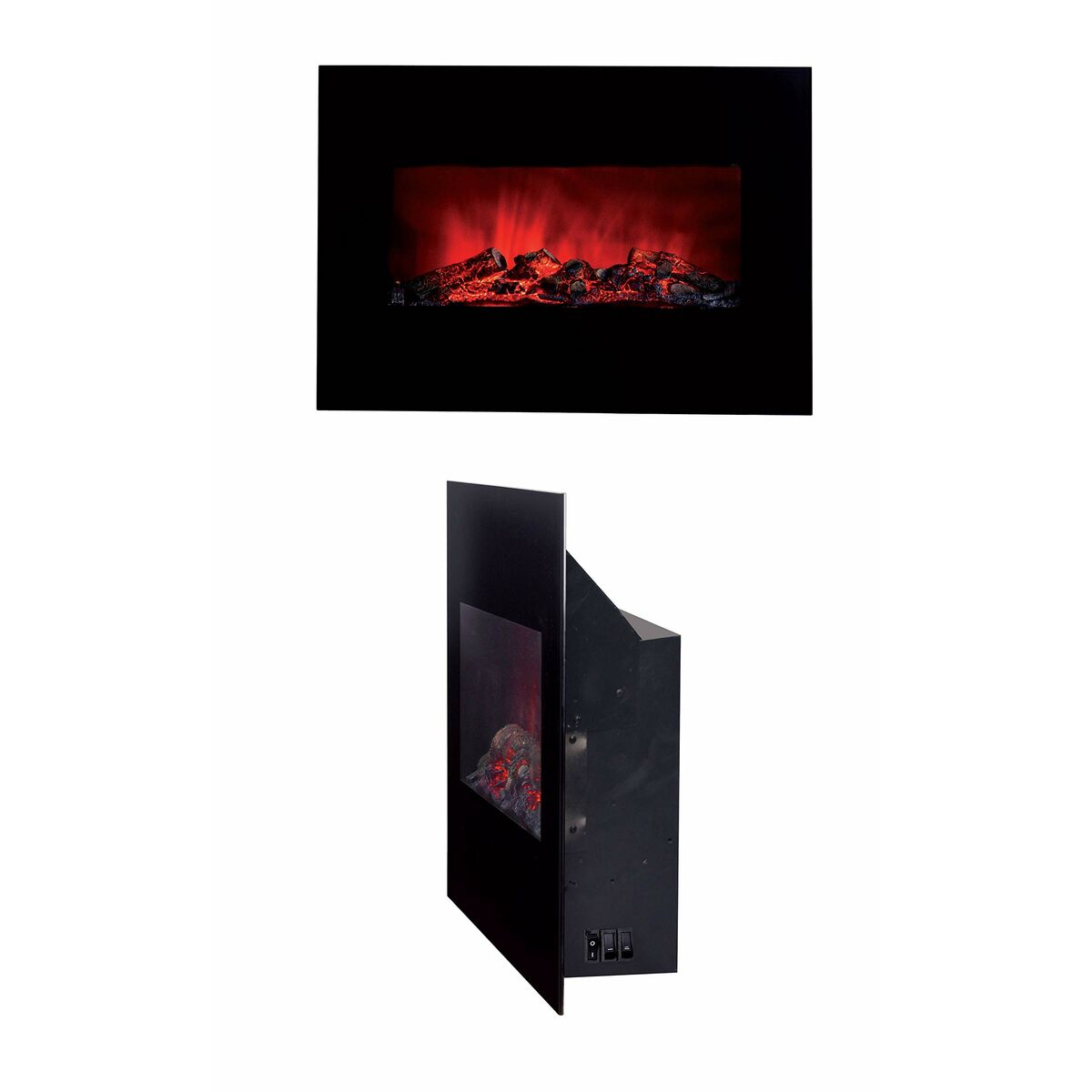 Dekorativ och elektrisk öppen spis för vägg Classic Fire Memphis Svart 1800 W 66 x 13 x 46 cm finns hos Aktivcamping
