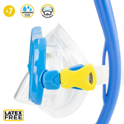 Dykmask med snorkel och simfötter AquaSport Blå Junior (2 antal) finns hos Aktivcamping