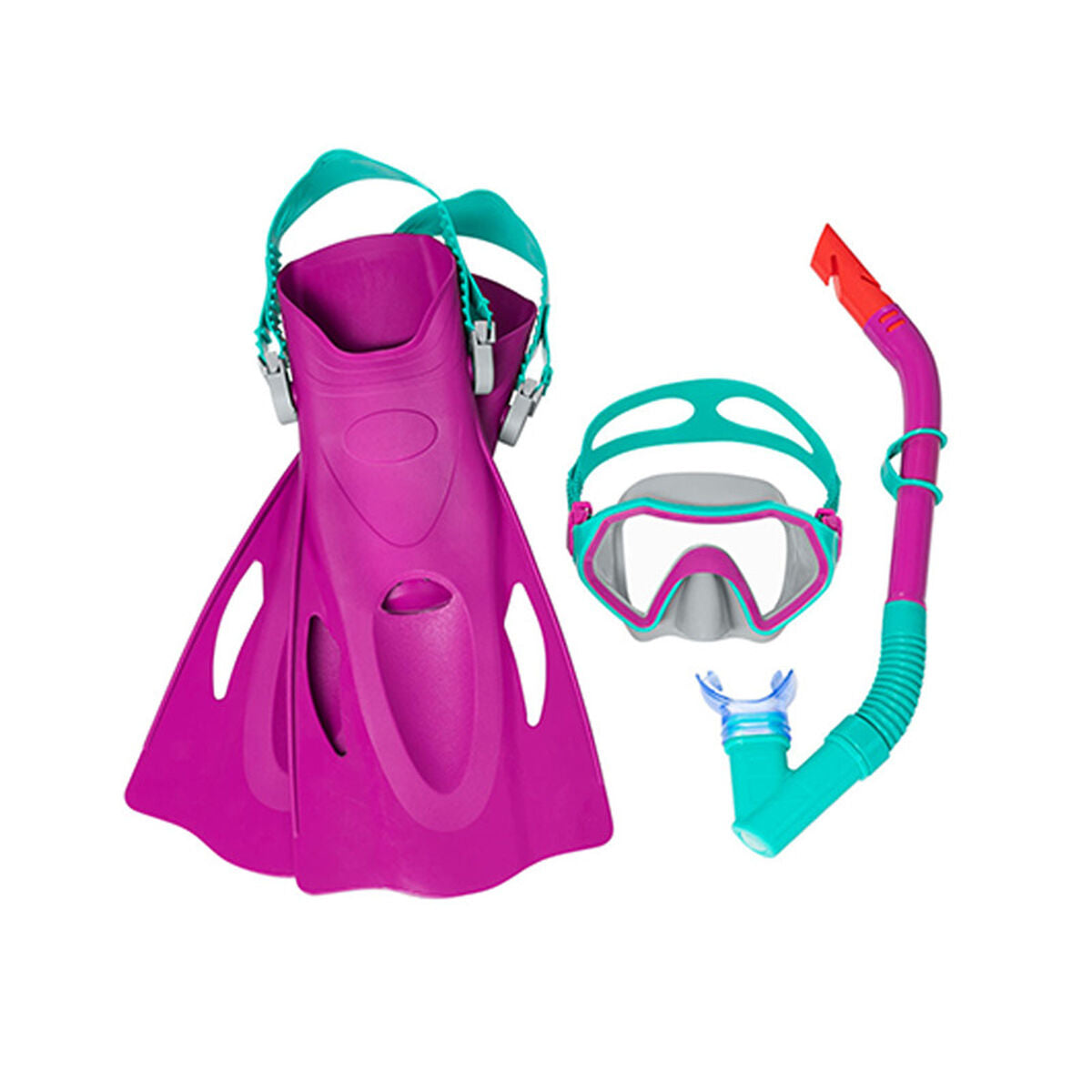 Dykmask med snorkel och simfötter Bestway 37-41 - finns hos Aktivcamping