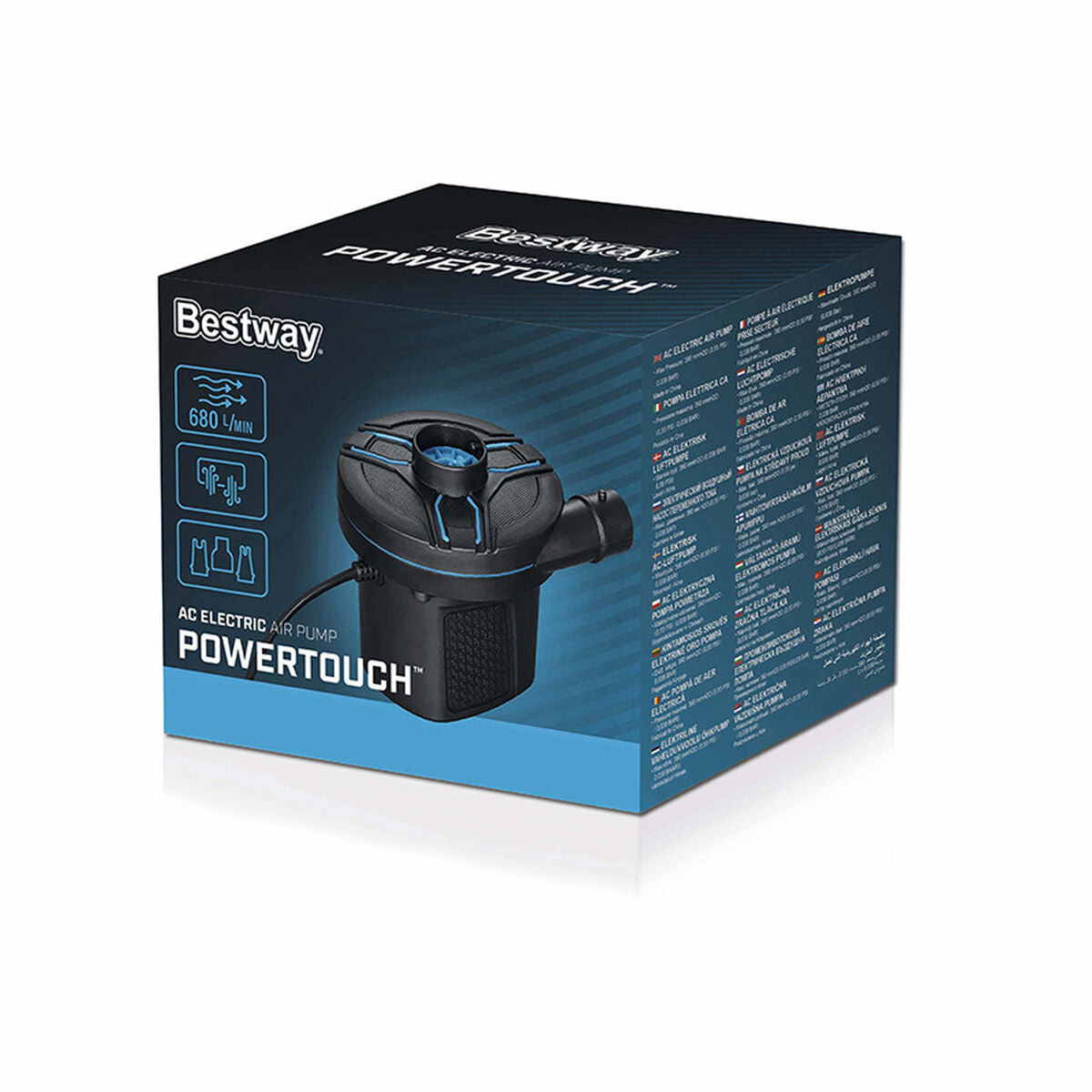 Elektrisk luftpump Bestway 680 l/min finns hos Aktivcamping