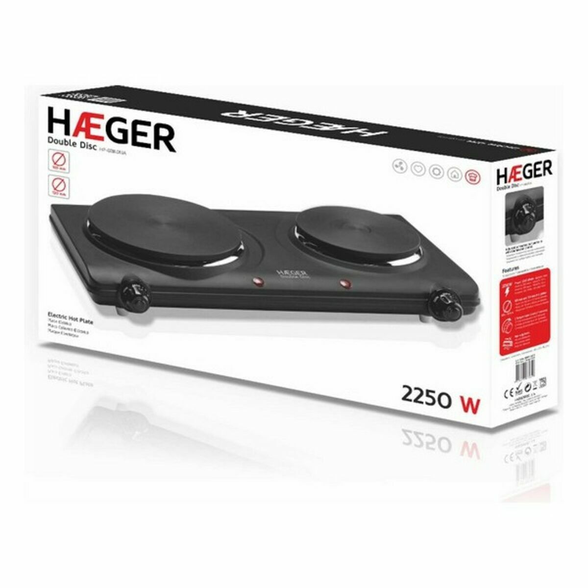 Elektrisk värmeplatta Haeger HP-02B.013A Svart 2250W finns hos Aktivcamping