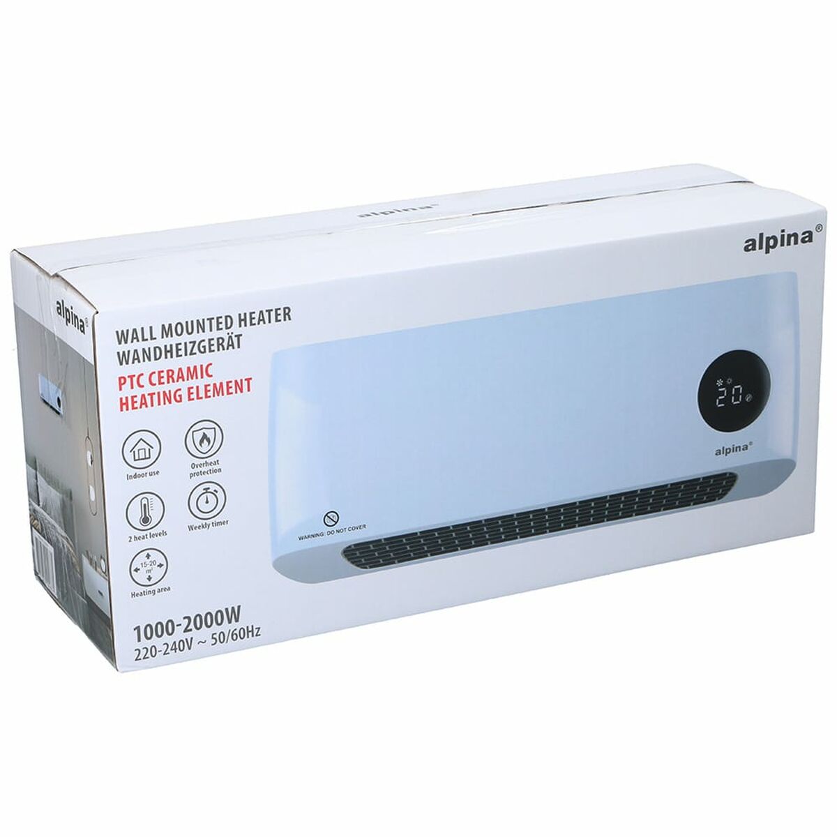 Elektriskt keramiskt värmeelement Alpina Vit 1000-2000 W - finns hos Aktivcamping