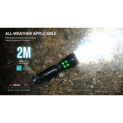 Ficklampa Acebeam E75 BLACK 5000K finns hos Aktivcamping