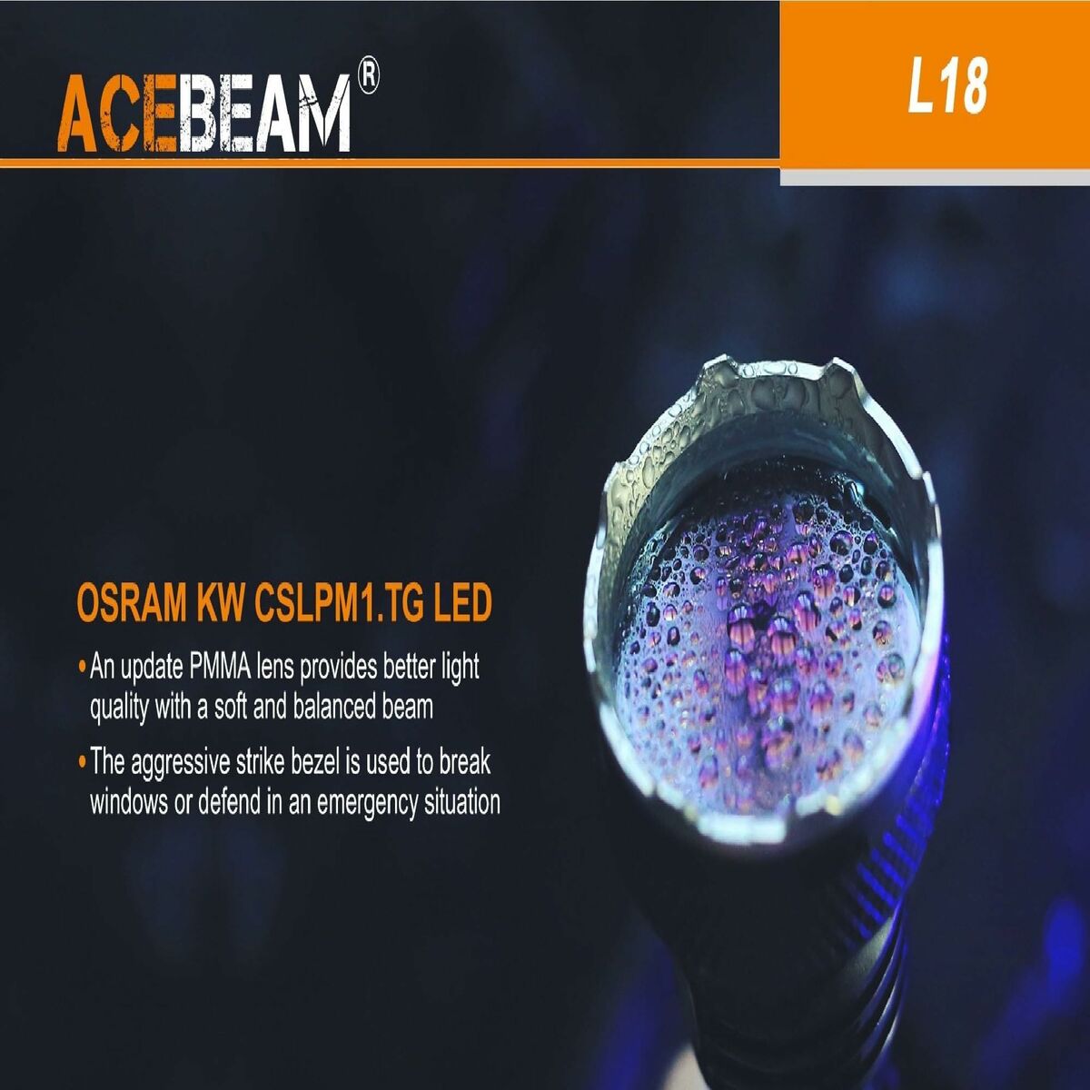 Ficklampa Acebeam L18 WHITE LIGHT 1500 lm - finns hos Aktivcamping