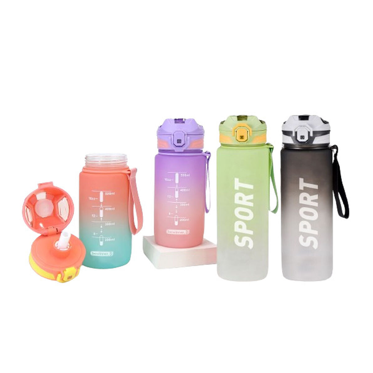 Flaska med lock och sugrör Bewinner Multicolour 800 ml finns hos Aktivcamping
