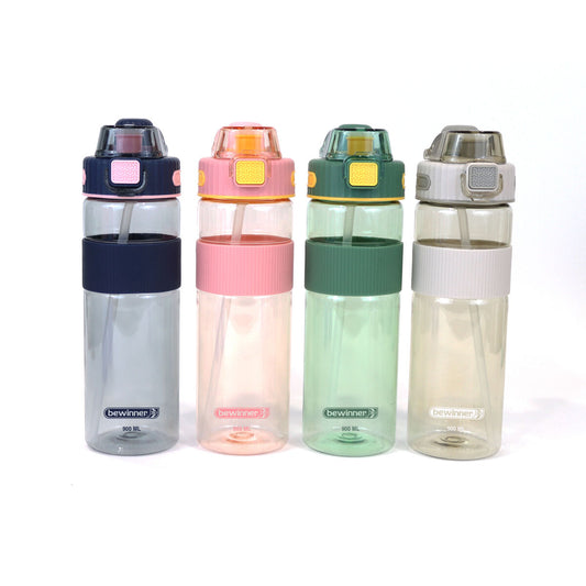Flaska med lock och sugrör Bewinner Multicolour Transparent 900 ml finns hos Aktivcamping