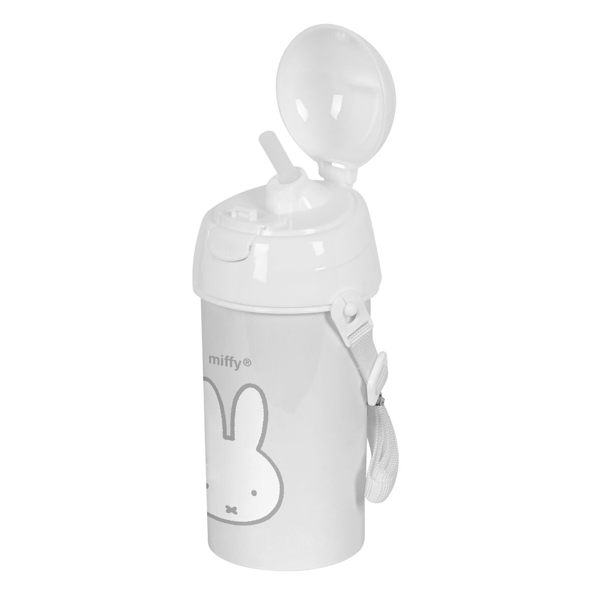 Flaska med lock och sugrör Miffy Niebla Grå PVC 500 ml finns hos Aktivcamping