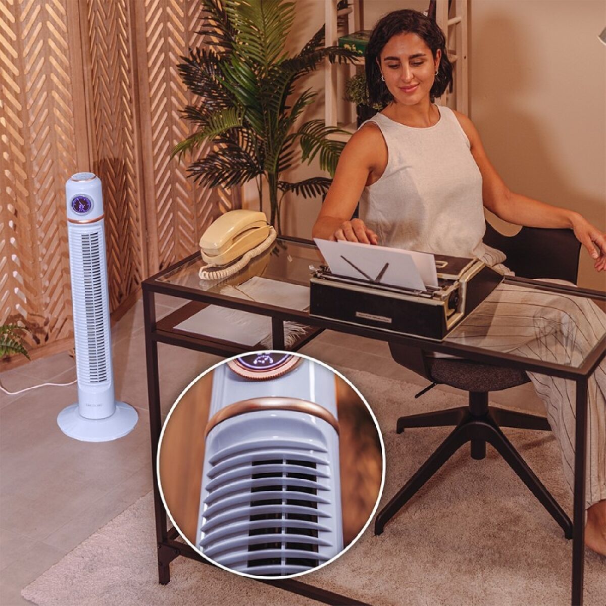 Fläkttorn Cecotec EnergySilence 1090 Skyline Retro Smart Ljusblå 40 W - finns hos Aktivcamping