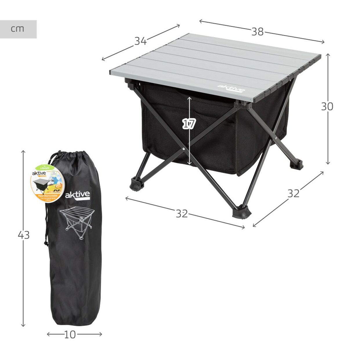 Fällbord Aktive Camping Ficka 38 x 30 x 34 cm (2 antal) finns hos Aktivcamping