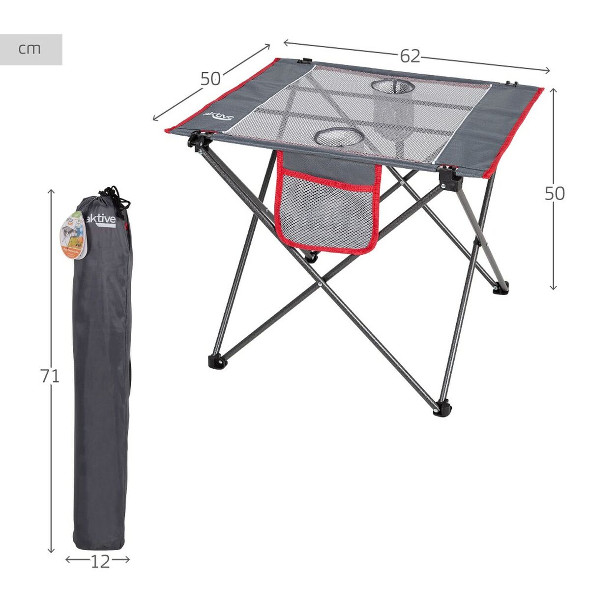 Fällbord Aktive Camping Grå 62 x 50 x 50 cm (2 antal) - finns hos Aktivcamping