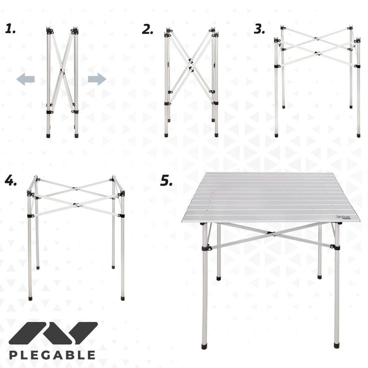 Fällbord Aktive Silvrig Aluminium 70 x 70 x 70 cm (4 antal) finns hos Aktivcamping