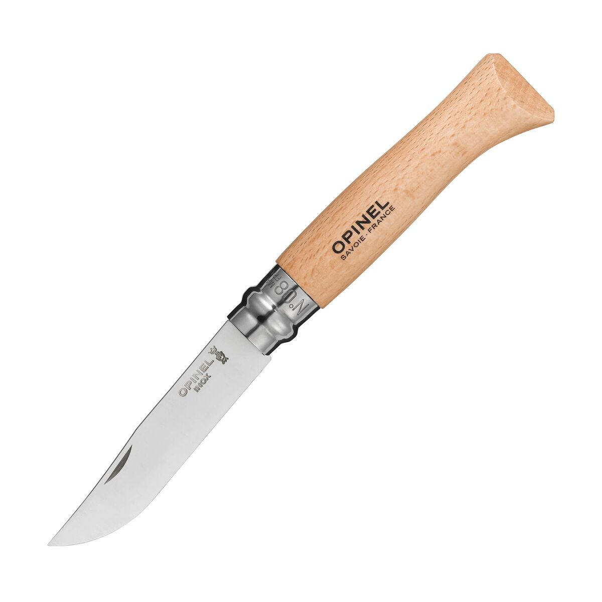 Fällkniv Opinel Nº8 8,5 cm Rostfritt stål Bokträ finns hos Aktivcamping