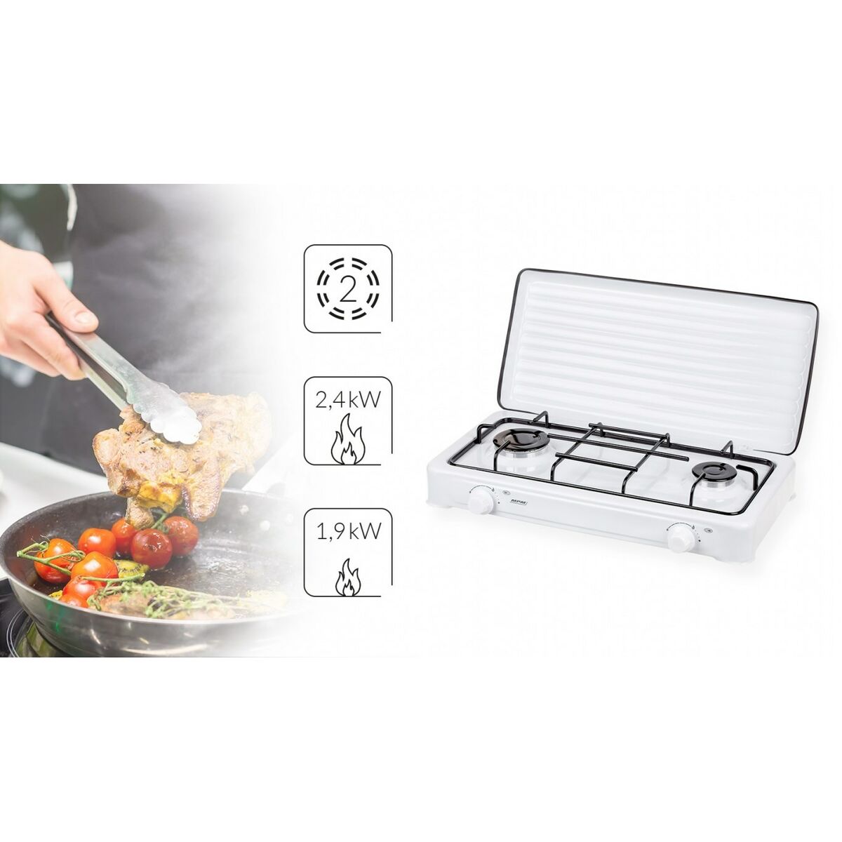 Gaskök Gasplatta Mpm KN-02/1K 59 cm 3900W finns hos Aktivcamping