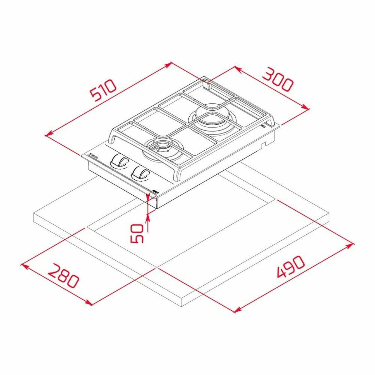 Gasplatta Teka GZC32300XBA 3800W (30 CM) - finns hos Aktivcamping
