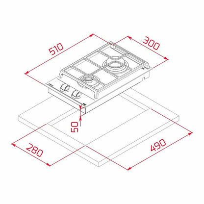 Gasplatta Teka GZC32300XBA 3800W (30 CM) - finns hos Aktivcamping