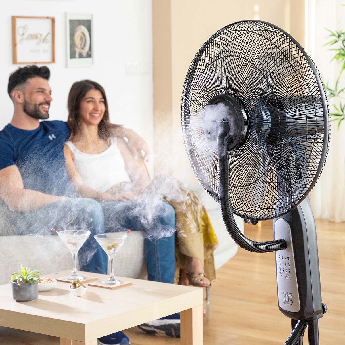 Golvfläkt med fjärrkontroll InnovaGoods Mistinn Svart 90 W 2,8 L - finns hos Aktivcamping