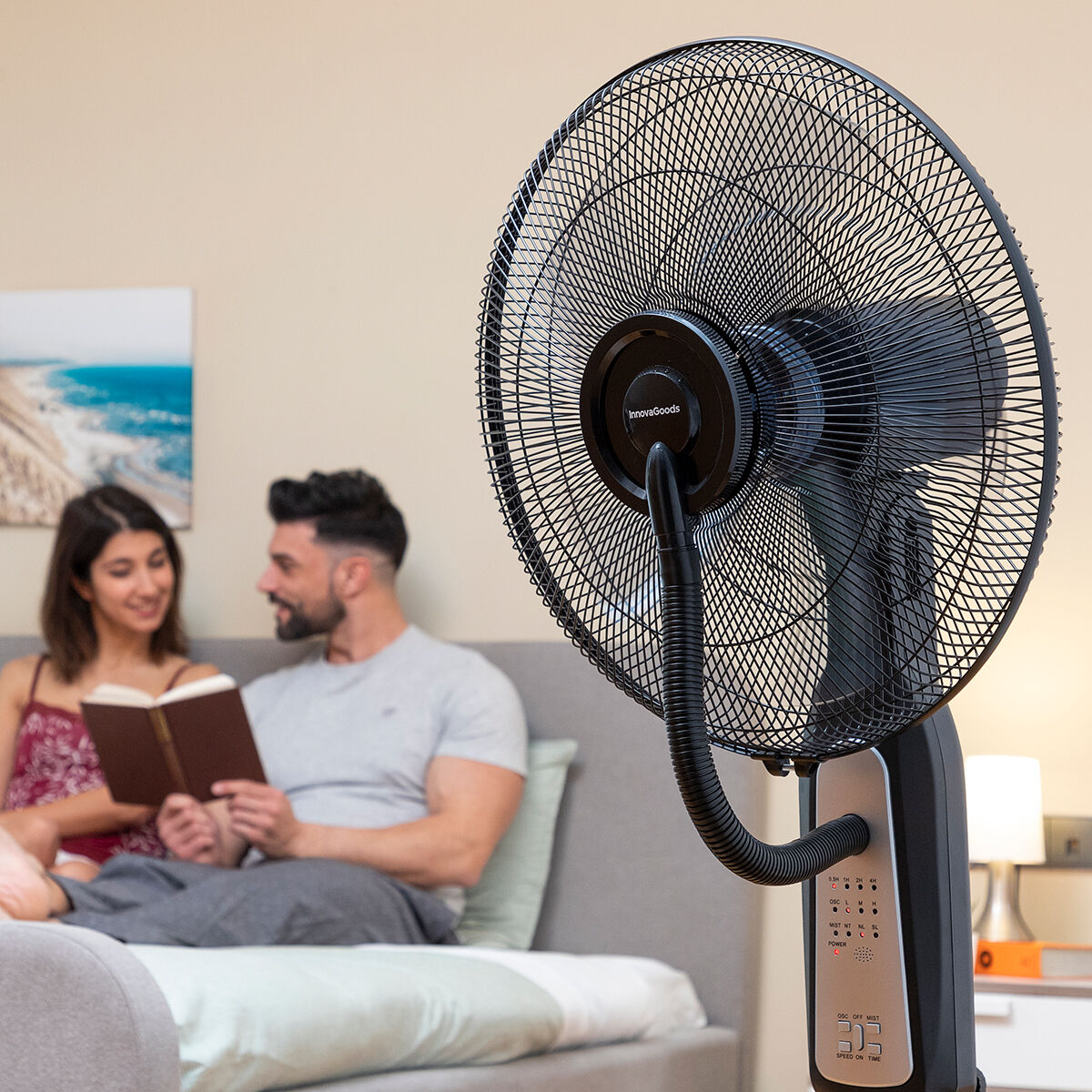 Golvfläkt med fjärrkontroll InnovaGoods Mistinn Svart 90 W 2,8 L - finns hos Aktivcamping