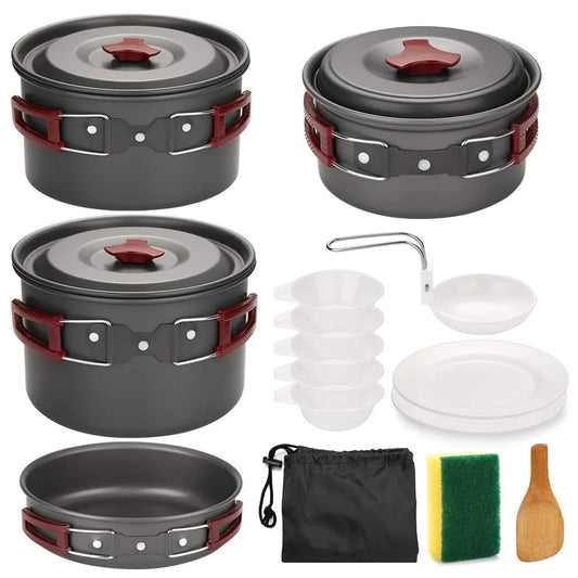 14-in-1 Outdoor Camping Cookware Kit Brown-0