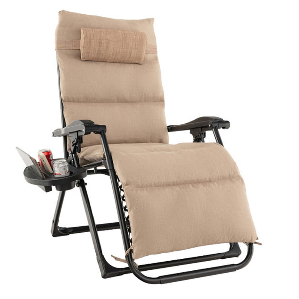 Solstol Beige med dyna och kudde finns hos Aktivcamping