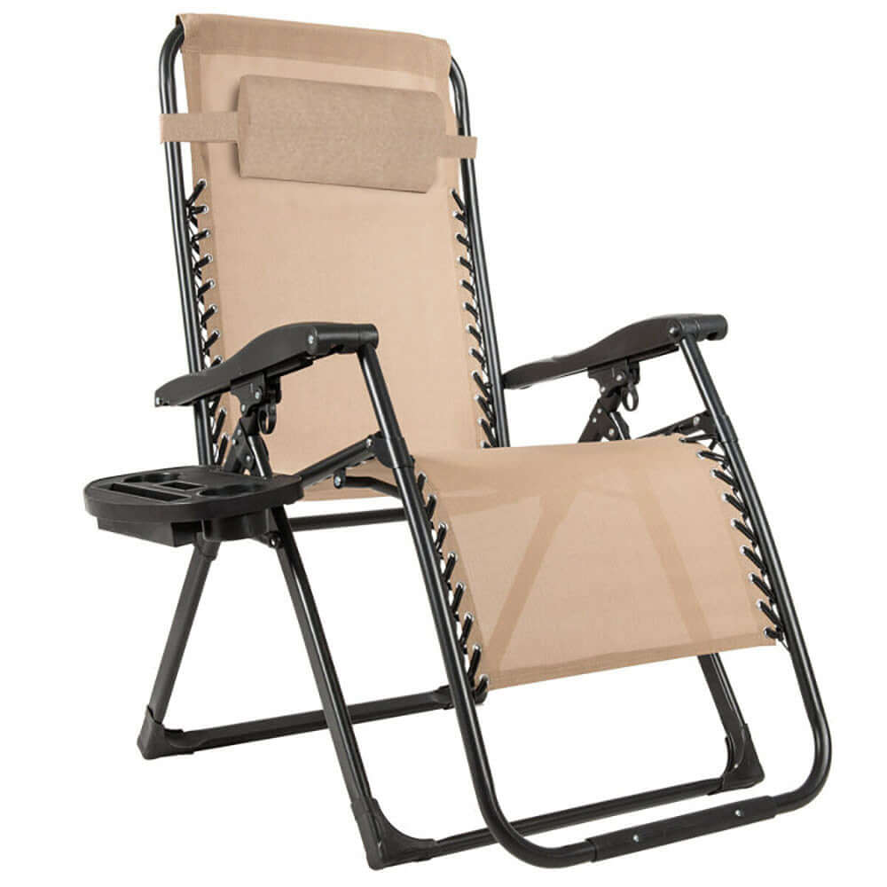 Solstol Beige med dyna och kudde finns hos Aktivcamping