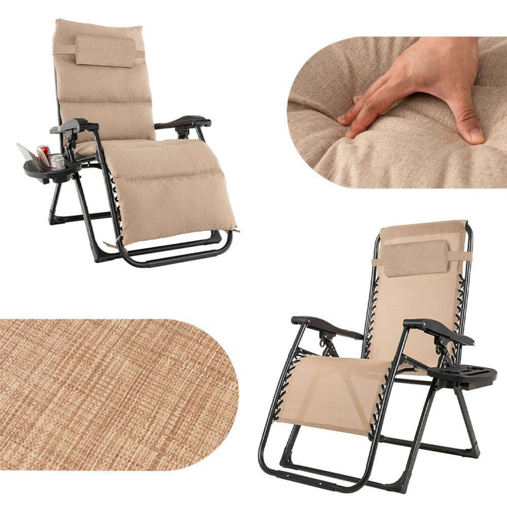 Solstol Beige med dyna och kudde finns hos Aktivcamping