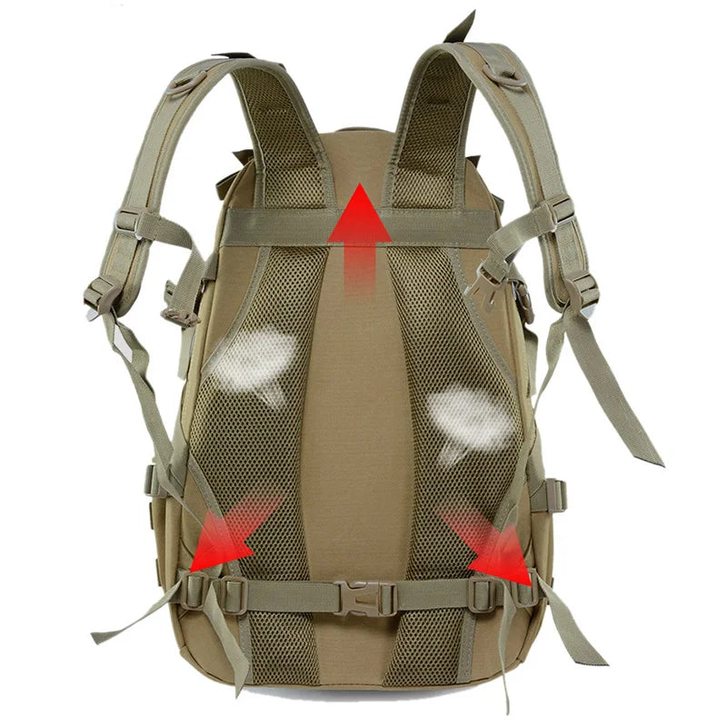 Vattentät Ryggsäck Khaki Taktisk Camping Hiking 40L