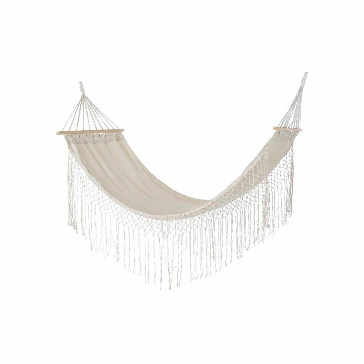 Hängmatta DKD Home Decor Beige Polyester Bomull Furu Frans (280 x 100 x 130 cm) finns hos Aktivcamping
