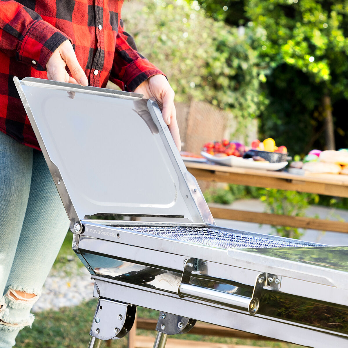 Hopfällbar Kolgrill i Rostfritt Stål ExelQ InnovaGoods finns hos Aktivcamping