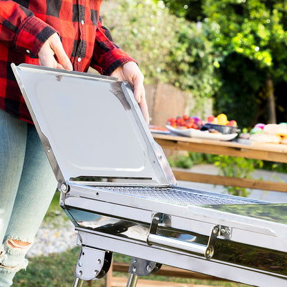 Hopfällbar Kolgrill i Rostfritt Stål ExelQ InnovaGoods finns hos Aktivcamping